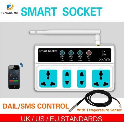 GSM SMS Remote Control Smart Power Switch Plug socket jack SC4-GSM 4 Channel Relay output With Temperature Sensor