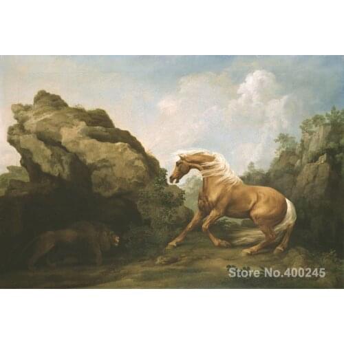 Classic paintings Horse Frightened by a Lion George Stubbs Canvas Art reproduction High quality Hand painted Living room Decor