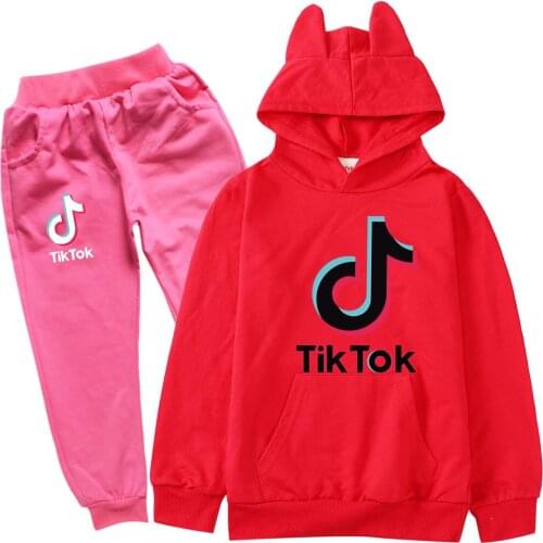 TIK TOK 2pcs Toddler boys Girls Cartoon Clothes Set Long Sleeve Hooded Coat Pants Outfits Sport Tracksuit Clothes Set