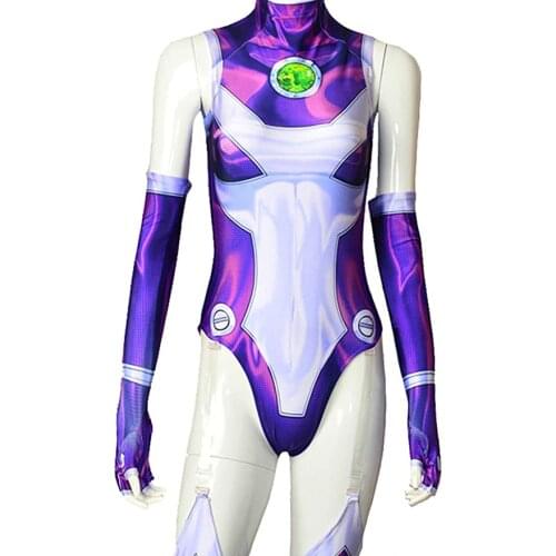 Titans Starfire Halloween Costume Cosplay Superhero Lycra Spandex Bodysuit Zentasuit Supernova Unisex for Kids and Women