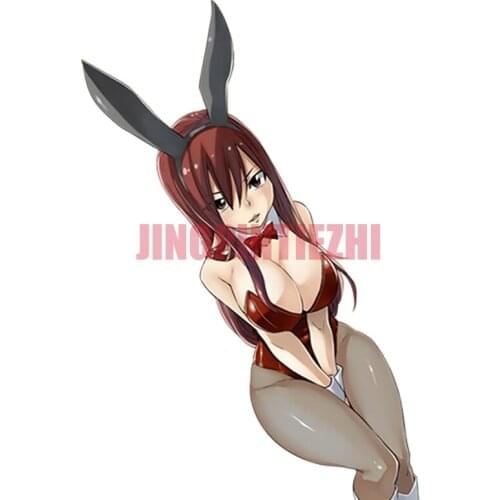 Creative Car Sticker 3D Sexy Bunny Girl Erza Scarlet Render Waterproof Anime Car Window Bumper Car Sticker Racing Stickers