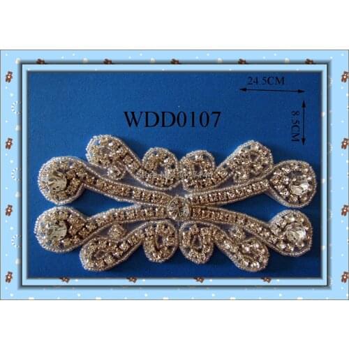 Crystal beaded rhinestone applique patch for dress iron on WDD0107