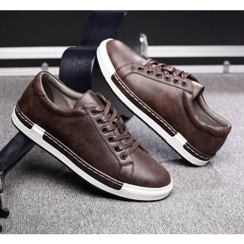 Fashion Sneakers Men Shoes 2020 Spring Autumn Soft Leather Mens Casual Shoes Flat Male Footwears Lace-up Man Sneakers Trainers