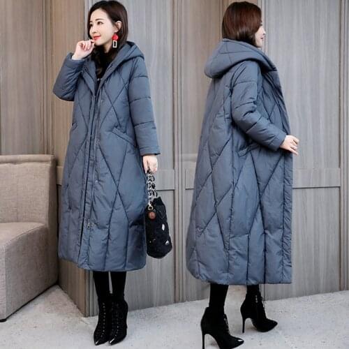 Loose Thicken Parkas Female Hooded Winter jacket 2021 Fashion Cotton padded Warm Long Coat overcoat Solid Casual Women clothing