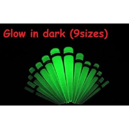 LOT 180 PCS Free Shippment Body Jewelry-UV Light in the Dark ear expander Ear Stretcher Plug taper 9 SIZE including