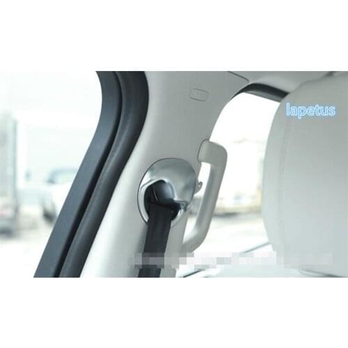 Lapetus Matte Chrome Safety Front Seat Belt Decorative Frame Cover Trim 2 Pcs For Land Rover L462 Discovery 5 2017 - 2020 ABS