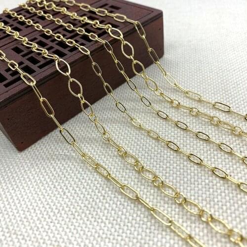 Fashion Hollow Handmade Copper Chain Oval Shape DIY Making Men and Women Necklace Bracelet Accessories Wholesale Trend Gift