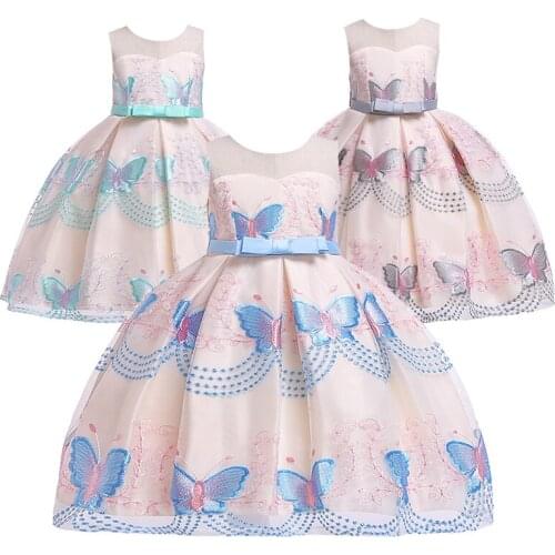 Fashion Embroidery Wedding Bridesmaid Dresses for Kids Girls Party Birthday Pageant Ball Gown Dress for Photo Shoot Girls Dress