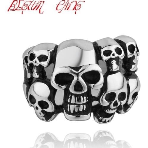 Men Punk Stainless Steel high quality Biker ring Punk Lots of Skull Ring Fashion Jewelry