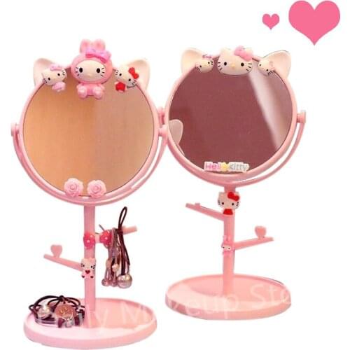CSHOU189 Cartoon Desktop Makeup Mirror Desktop Princess Mirror Cute Girl Student Dressing Pink Mirror With Storage Mirror