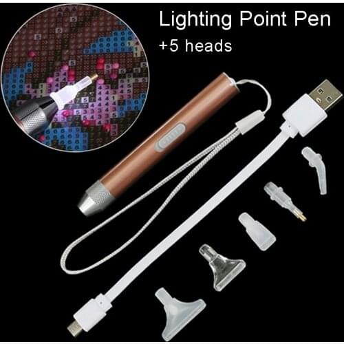 New USB Rechargeable Lighting Point Drill Pen for 5D Diamond Painting DIY Tools Pen Drill Diamond Embroidery Accessories