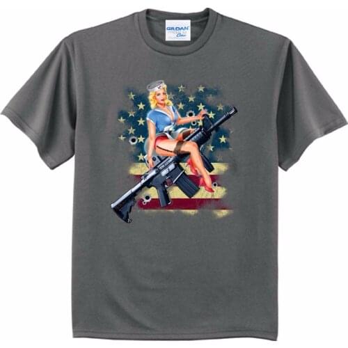 2019 New Brand High Quality For Man Better Pin Up Girl T-Shirt MenS Us Flag Army Navy Marines USMC Air Force Ak-47 Tee Shirts