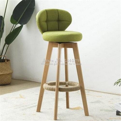 21%New European Bamboo Solid Wood Elm Bar Chair Retro Color Rotate Bar Stool Bar Stool Bar Chair Front Stool High Chair