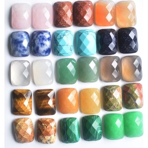 Wholesale 30pcs/lot 2020 new assorted natural stone mixed Rectangle CABOCHON cut faceted beads 12x16mm for jewelry making free
