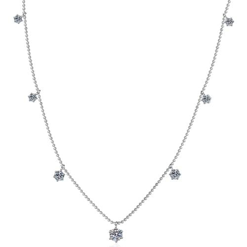 ANZIW Fashion 925 Sterling Silver Moissanite Diamond Neckalces Silver 5mm Seven Stones Necklaces Women Wedding Engagement Jewery