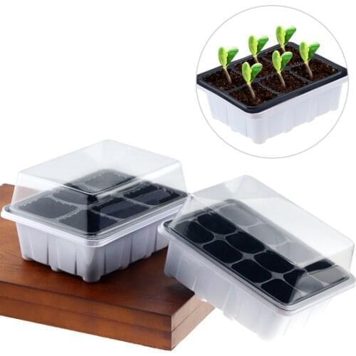 6/12 Plastic Nursery Pots Planting Seed Tray Kit Plant Germination Box with Dome and Base Garden Grow Box Gardening Supplies