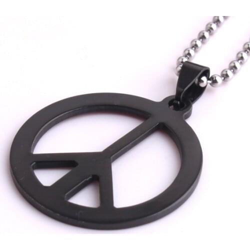Black Anti war Peace 316L Stainless Steel pendant necklaces bead chain for men women wholesale
