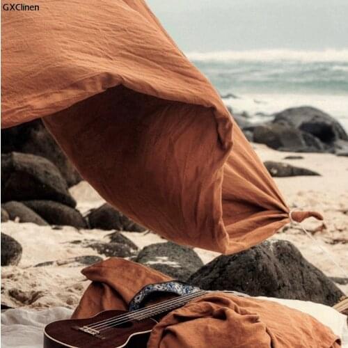 Cinnamon Linen Bedding 1 Piece Washed Linen Duvet Cover Flax Quilt Cover King Queen Full Size Duvet Cover With Button Closure