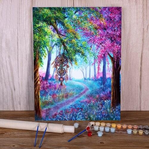 Natural Scenery Dreamcatcher DIY Paint By Numbers Kit Oil Paints 50*70 Canvas Painting Home Decor For Handicraft