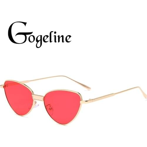 Retro Small Cat Eye metal frame Fashion Triangle sun glasses female black red eyewear ladies UV400 oculos