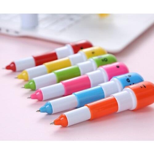30 PCs Ballpoint Pen Creative Cute Cartoon Smiley Face Capsule Pill Telescopic Ball Pens for Writing Kawaii Stationey Wholesale