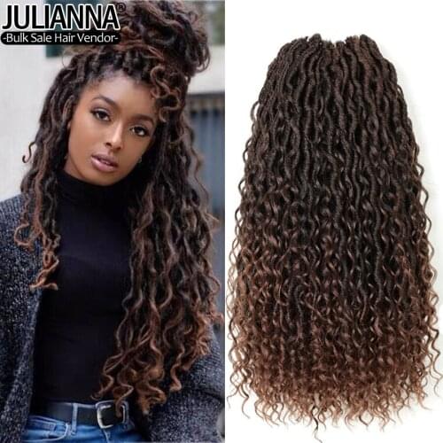 Synthetic Crochet Braids Hair Passion Twist River Goddess Braiding Hair Extension Ombre Brown Faux Locs With Curly Hair