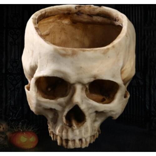 Resin Human Skull Model Flower Pot Luminous Fruit Tray Storage Container Gardener Skull Flower Pot Home Decoration Crafts