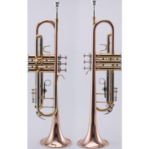 Fortified Model Trumpet Gold lacquer Rose brass lead pipe&Bell Cupronickel side