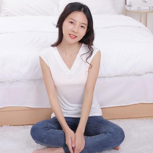 V neck sleeveless modal vest top fashion slim fit bottoming vest shirt underwear for women large size summer black white top