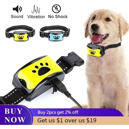 Waterproof Pet Dog Anti Bark Collar Control Train USB Rechargeable Stop Barking Pet Dog Waterproof Ultrasonic Training Collars