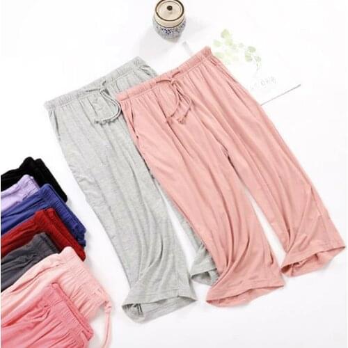 Womens pajamas pant summer cropped trousers modal comfortable home pants sports lounge wear large size sleepwear pant M-3XL