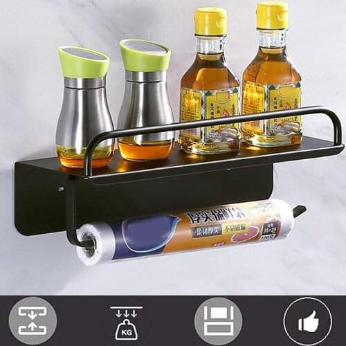 1Pc Creative Wall-mounted Kitchen Storage Rack Fridge Shelf Paper Towel Roll Holder Side Hanging Organizer