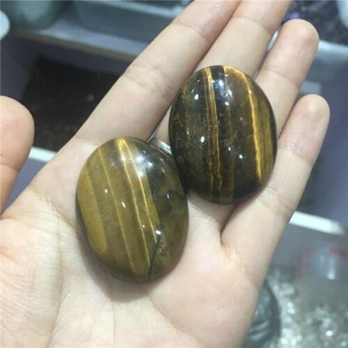 2pcs cute Natural stones and minerals tiger eye crystal oval Reiki healing crystals help with meditation pocket stones