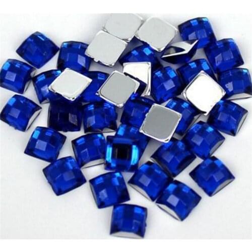 4MM-25MM DIY Bling Deep Blue Square Lattice Faceted Acrylic Rhinestone Flatback Acrylic Stone for Hand Craft Art Decoration
