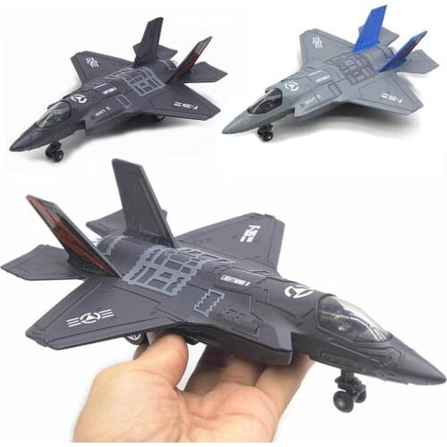 Large Alloy Pull Back F-35 Fighter Aircraft Model Music LED Airplane Toy Gift