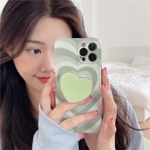 ZUIDID Cute Sage Green Latte Heart Phone Case For iPhone 12 Pro Max 11 6S 7 8Plus SE 20 X XS XR Grip Stand Soft IMD Cover Fundas
