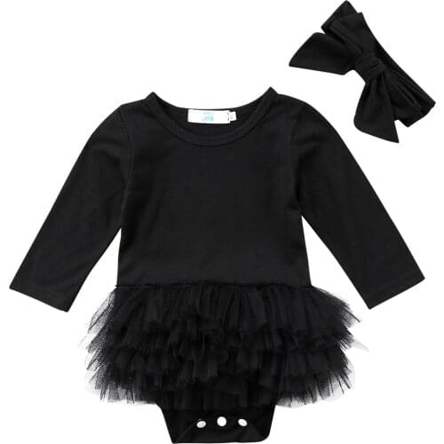 2019 Brand 0-24M Baby Girls Dress Newborn Infant Baby Girls Long Sleeve Romper Tulle Tutu Jumpsuit Princess Party Clothes Outfit
