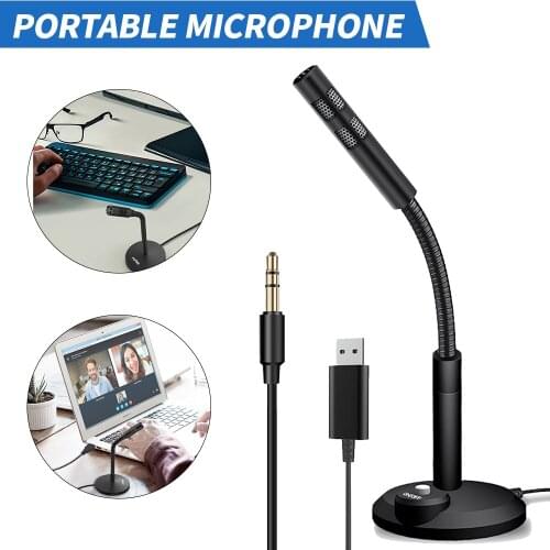 3.5mm/USB Computer Condenser Microphone Gooseneck Desktop Mic for PC Laptop YouTube Live Gaming Streaming Podcasting Recording