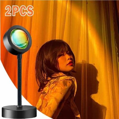 Sunset Projector Lamp Rainbow Atmosphere Led Night Light for Home Bedroom Background Wall Decoration USB Table Lamp Dropshipping