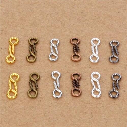 200pcs 4x9mm Small Tiny Mini Eye Pins Eyepins Hooks Eyelets Screw Threaded Silver Gold Bronze Rhodium Clasps Jewelry Findings