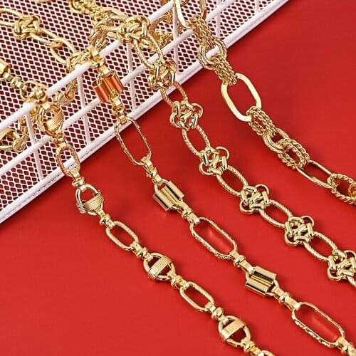 1 meter Gold Brass Chains Handmade Metal Necklace Accessories Hot Selling Statements Copper Bag Chains Clothing Accessory CS709