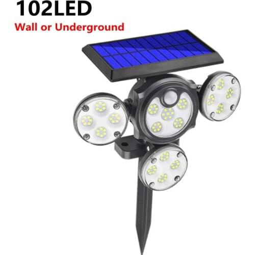 102 LED Solar Lights Outdoor Garden Light 4 Head Motion Sensor PIR Illumination Super Bright Waterproof Remote Control Wall Lamp