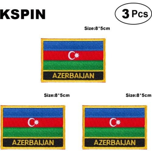 Azerbaijan Rectangular Shape Flag patches embroidered flag patches national flag patches for clothing DIY Decoration
