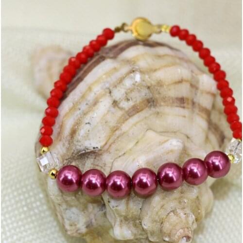 New fashion 8mm multicolor round shell simulated-pearl glass 3x4mm abacus beads strand bracelets for women jewelry 7.5inch B2906