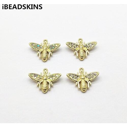 New arrival! 19x23mm 50pcs Zinc alloy/Rhinestone Bee Shape charm for Earrings parts,hand Made Hair Clips Findings Jewelry DIY