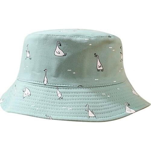 Double-sided Panama Bucket hat Women Cartoon Print Sun Hat Fisherman Cap Double-sided Bucket Outdoor Headwear sun headdress 2021