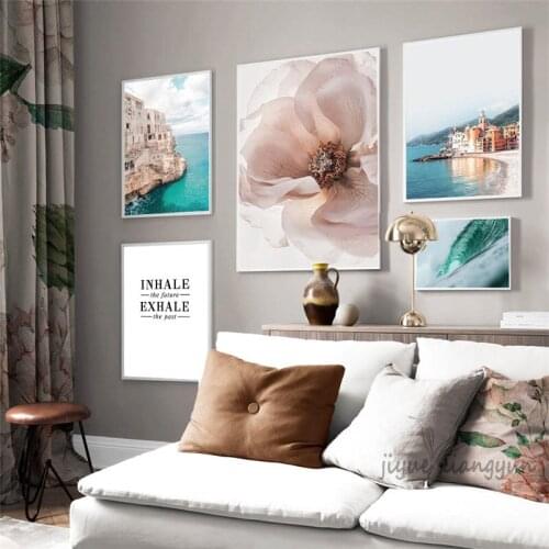 Italy City Building Photograph Canvas Painting Seascape Coastal Poster Print Wall Art Landscape Picture Modern Home Decoration