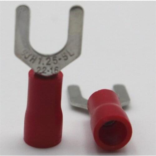 1000pcs SV1.25-5 Pre-insulated cold Pressed terminal Furcate Y/U shape wire crimp terminals Brass for AWG22-16