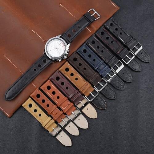 Onthelevel Leather Wtachband 18mm 20mm 22mm 24mm Black Brown Coffee Racing Strap Handmade Stitching Quick Release Strap