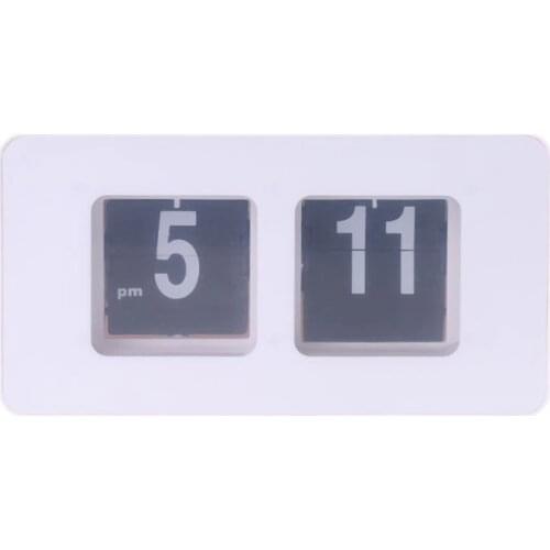 Retro Auto Flip Clock Number Classic Stylish Modern Desk Wall Clock